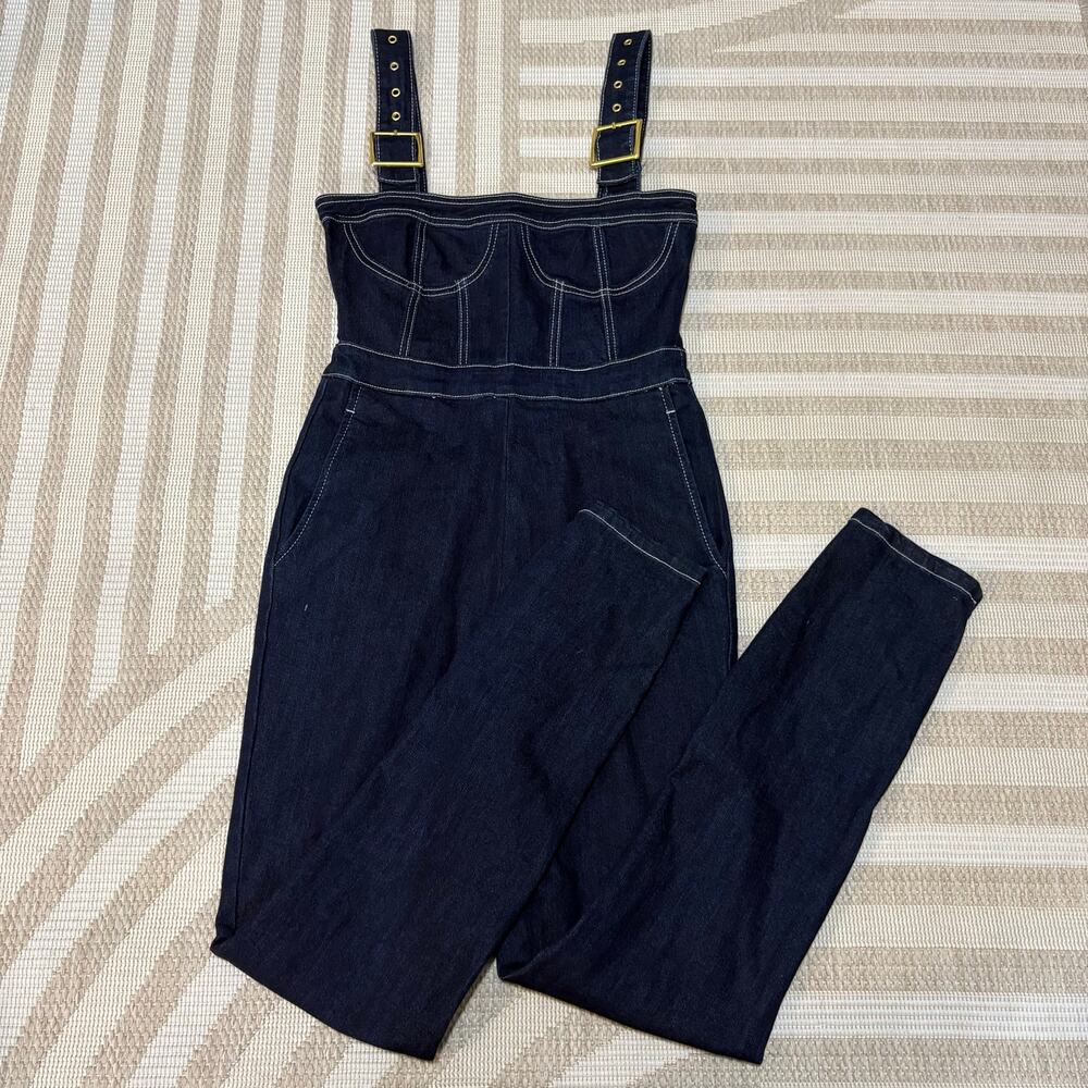 Sweetheart Neckline Jean Overalls Size Small Western Fall Cottage Skinny Leg